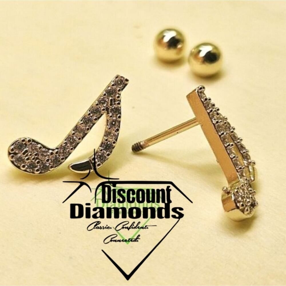 White.Baguette Diamonds 18K Yellow Gold Earrings on 925 Silver